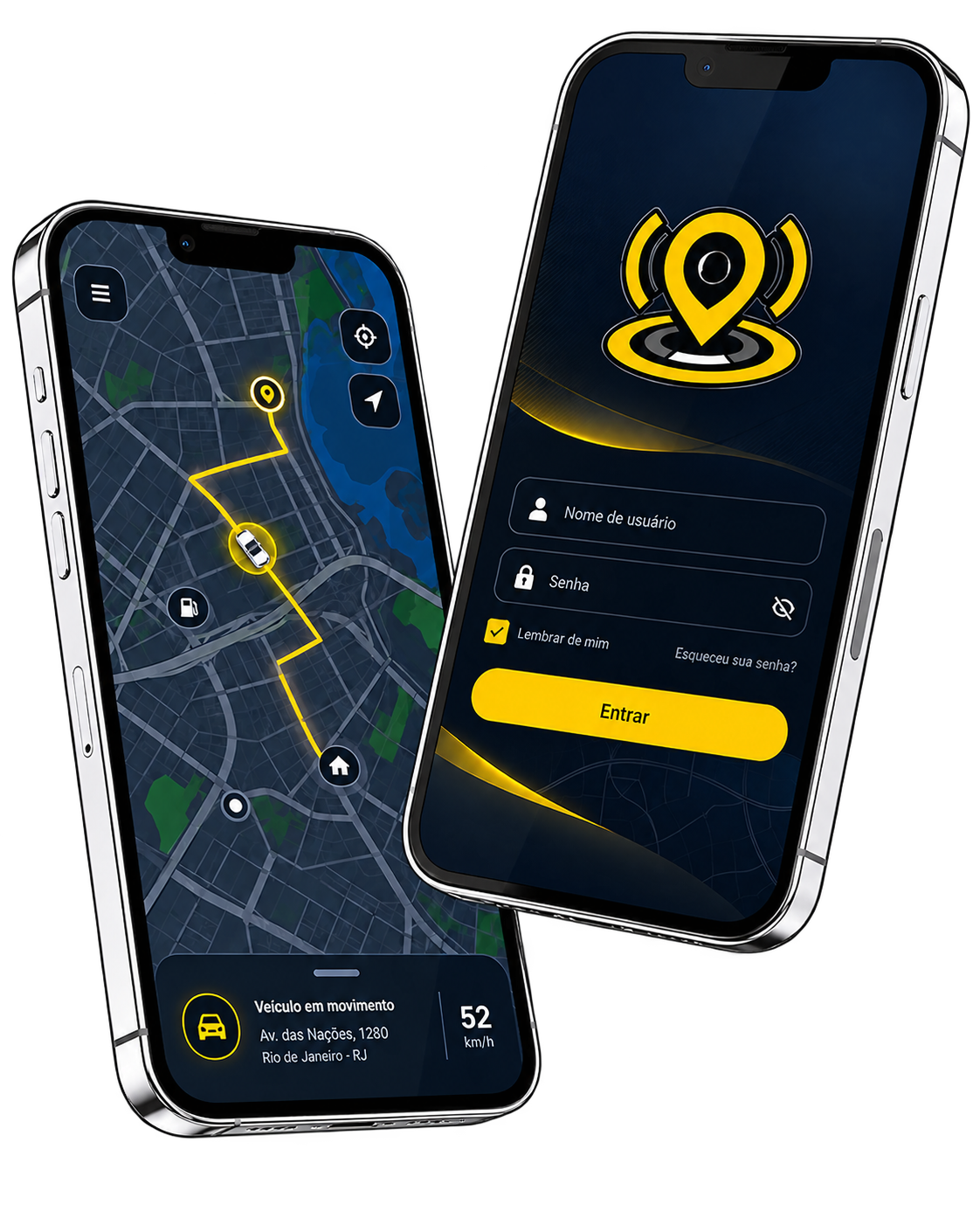 Mockup de aplicativo de rastreamento veicular